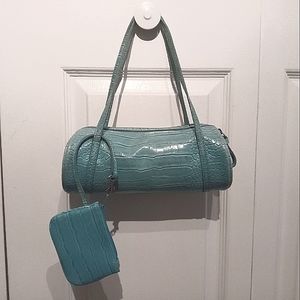 Blue snake print bag